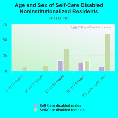 Age and Sex of Self-Care Disabled Noninstitutionalized Residents