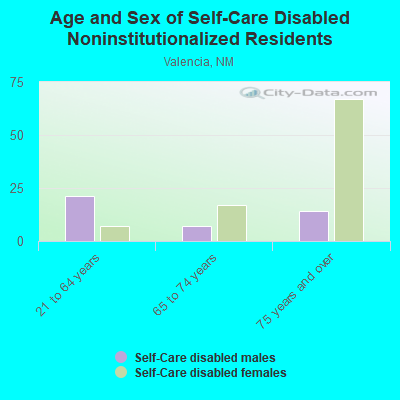 Age and Sex of Self-Care Disabled Noninstitutionalized Residents