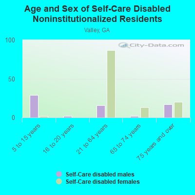 Age and Sex of Self-Care Disabled Noninstitutionalized Residents