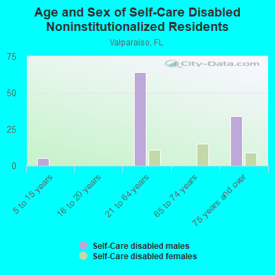 Age and Sex of Self-Care Disabled Noninstitutionalized Residents