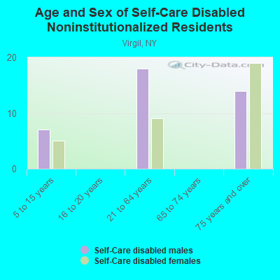 Age and Sex of Self-Care Disabled Noninstitutionalized Residents