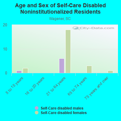 Age and Sex of Self-Care Disabled Noninstitutionalized Residents