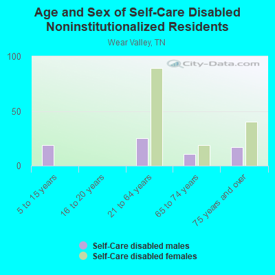 Age and Sex of Self-Care Disabled Noninstitutionalized Residents