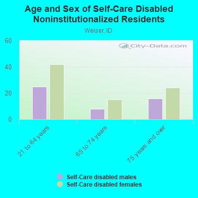 Age and Sex of Self-Care Disabled Noninstitutionalized Residents