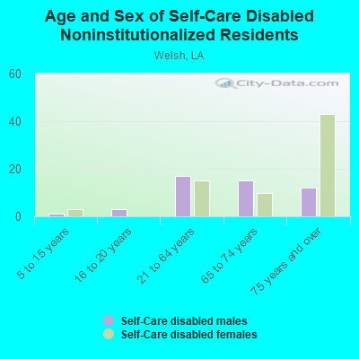 Age and Sex of Self-Care Disabled Noninstitutionalized Residents