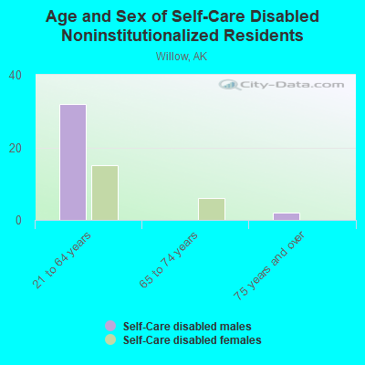 Age and Sex of Self-Care Disabled Noninstitutionalized Residents