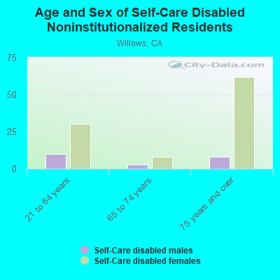 Age and Sex of Self-Care Disabled Noninstitutionalized Residents