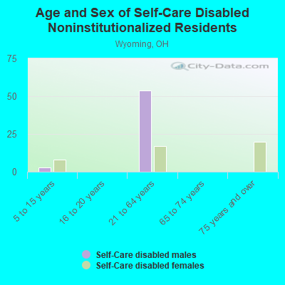 Age and Sex of Self-Care Disabled Noninstitutionalized Residents