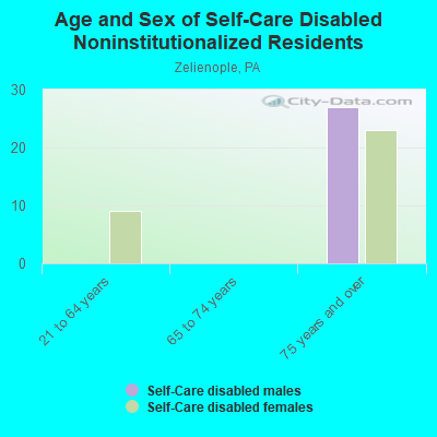 Age and Sex of Self-Care Disabled Noninstitutionalized Residents