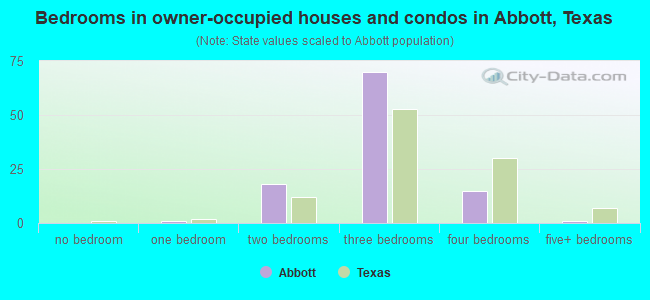 Bedrooms in owner-occupied houses and condos in Abbott, Texas