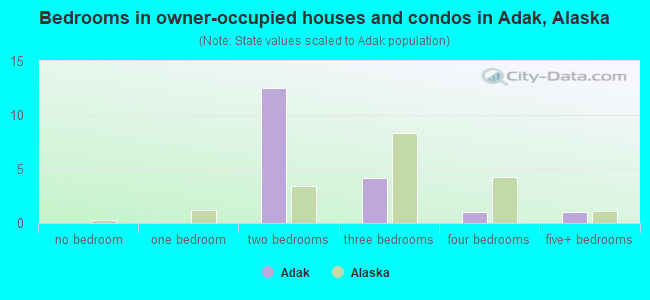 Bedrooms in owner-occupied houses and condos in Adak, Alaska