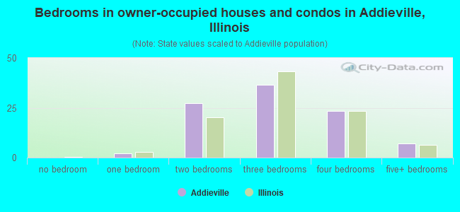 Bedrooms in owner-occupied houses and condos in Addieville, Illinois