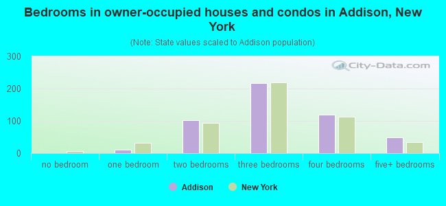 Bedrooms in owner-occupied houses and condos in Addison, New York