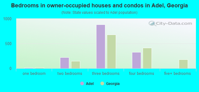 Bedrooms in owner-occupied houses and condos in Adel, Georgia