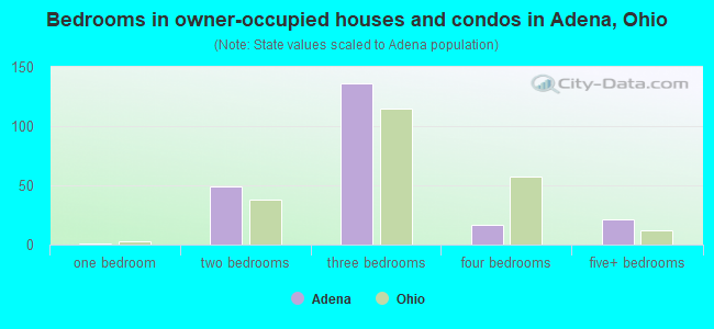 Bedrooms in owner-occupied houses and condos in Adena, Ohio