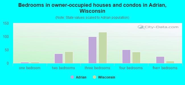 Bedrooms in owner-occupied houses and condos in Adrian, Wisconsin