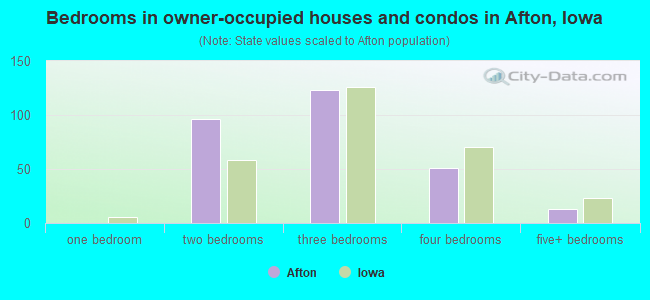 Bedrooms in owner-occupied houses and condos in Afton, Iowa