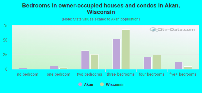 Bedrooms in owner-occupied houses and condos in Akan, Wisconsin