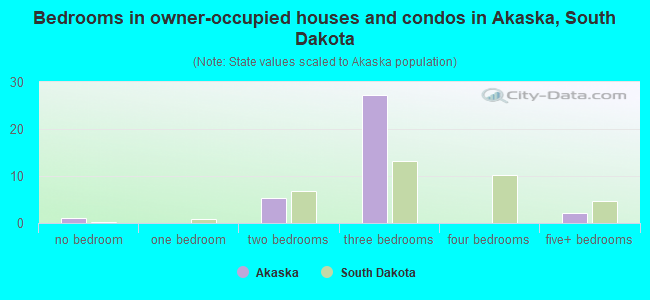 Bedrooms in owner-occupied houses and condos in Akaska, South Dakota