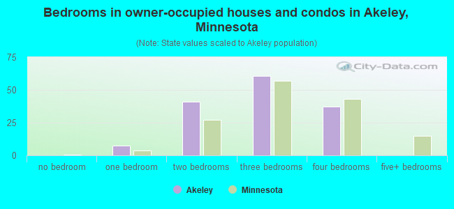 Bedrooms in owner-occupied houses and condos in Akeley, Minnesota