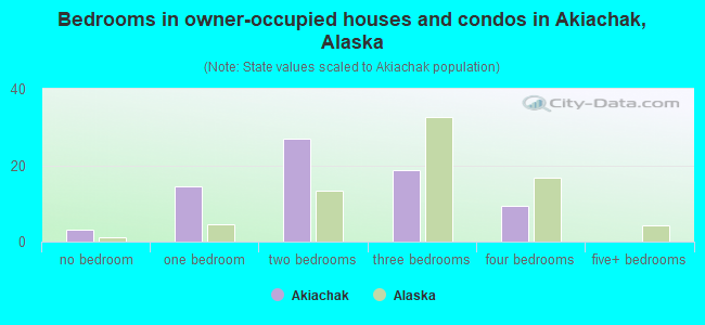 Bedrooms in owner-occupied houses and condos in Akiachak, Alaska