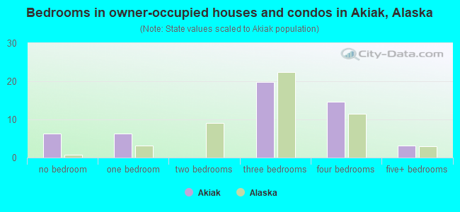 Bedrooms in owner-occupied houses and condos in Akiak, Alaska