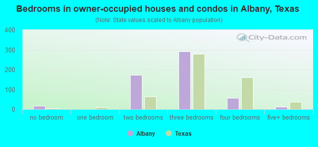 Bedrooms in owner-occupied houses and condos in Albany, Texas