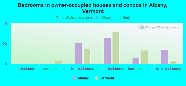 Bedrooms in owner-occupied houses and condos in Albany, Vermont