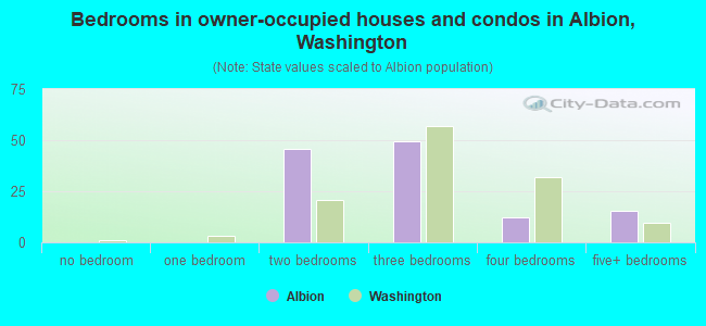 Bedrooms in owner-occupied houses and condos in Albion, Washington