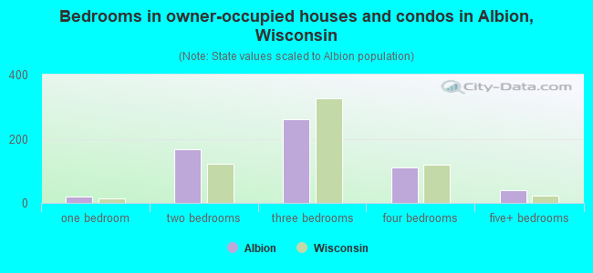 Bedrooms in owner-occupied houses and condos in Albion, Wisconsin