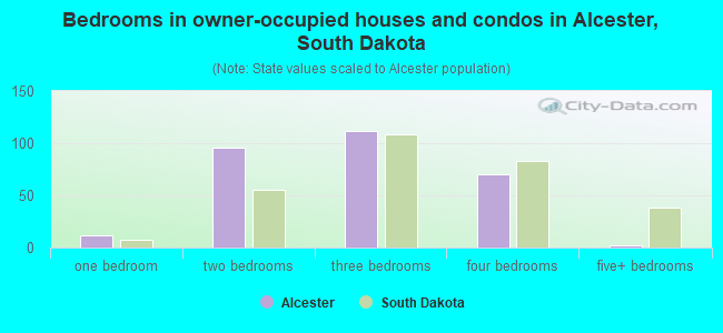 Bedrooms in owner-occupied houses and condos in Alcester, South Dakota