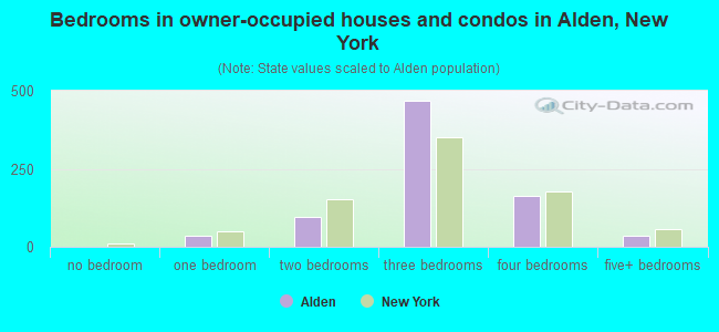 Bedrooms in owner-occupied houses and condos in Alden, New York