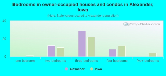 Bedrooms in owner-occupied houses and condos in Alexander, Iowa