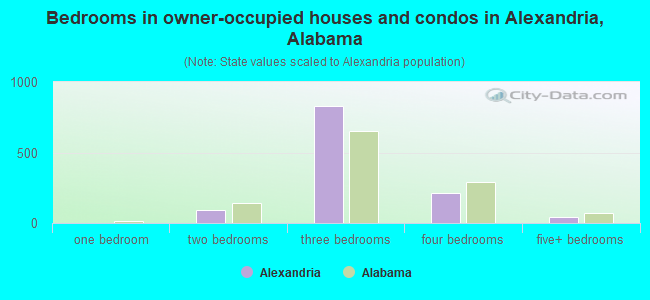 Bedrooms in owner-occupied houses and condos in Alexandria, Alabama