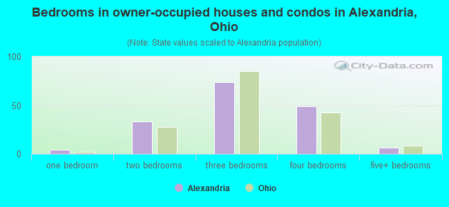 Bedrooms in owner-occupied houses and condos in Alexandria, Ohio