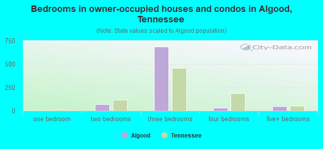 Bedrooms in owner-occupied houses and condos in Algood, Tennessee