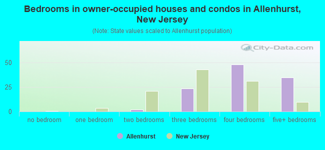 Bedrooms in owner-occupied houses and condos in Allenhurst, New Jersey