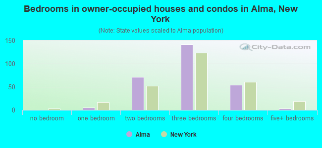 Bedrooms in owner-occupied houses and condos in Alma, New York