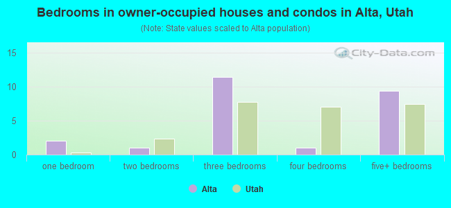 Bedrooms in owner-occupied houses and condos in Alta, Utah