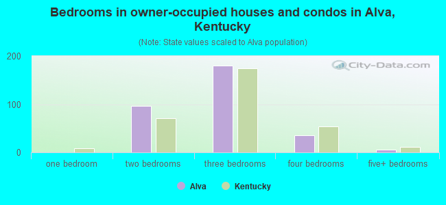 Bedrooms in owner-occupied houses and condos in Alva, Kentucky