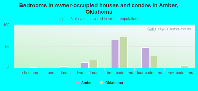 Bedrooms in owner-occupied houses and condos in Amber, Oklahoma