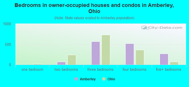 Bedrooms in owner-occupied houses and condos in Amberley, Ohio