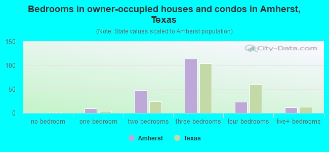 Bedrooms in owner-occupied houses and condos in Amherst, Texas
