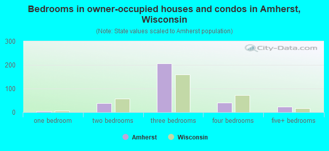 Bedrooms in owner-occupied houses and condos in Amherst, Wisconsin