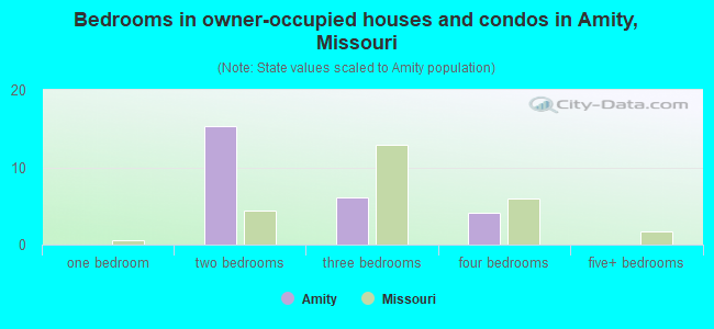 Bedrooms in owner-occupied houses and condos in Amity, Missouri