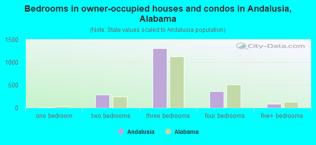 Bedrooms in owner-occupied houses and condos in Andalusia, Alabama