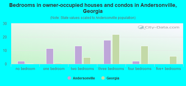Bedrooms in owner-occupied houses and condos in Andersonville, Georgia
