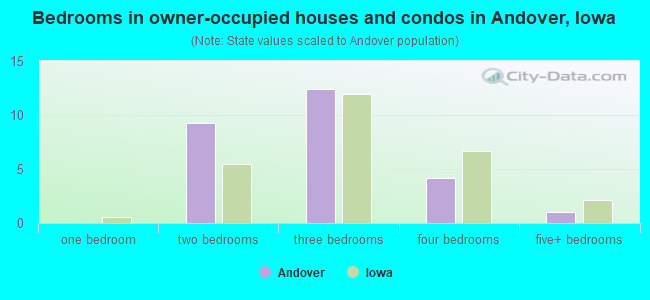 Bedrooms in owner-occupied houses and condos in Andover, Iowa