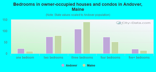 Bedrooms in owner-occupied houses and condos in Andover, Maine