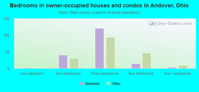 Bedrooms in owner-occupied houses and condos in Andover, Ohio